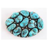 Turquoise & Sterling Silver Belt Buckle.