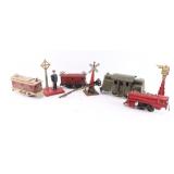 Lot of Antique Tin Toy Trains &  Accessories