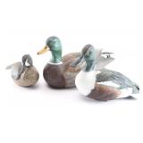 Lot of (3) Handcrafted Resin Ducks