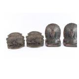 Two Pairs Of Cast Iron Constructions Bookends