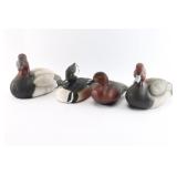 Lot of (4) Handcrafted Resin Ducks