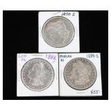 Lot of 3 Morgan Silver Dollars