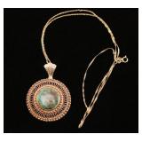 Turquoise Pendant w/ 18kt Yellow Gold Chain