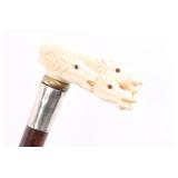 Carved Ivory Gripped Cane