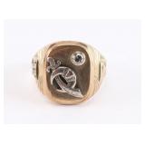 10k Masonic Diamond and Gold Ring