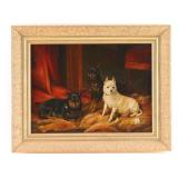 Oil Painting Victorian Background with Dogs