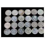 Lot of 24 Ben Franklin Half Dollar Coins