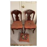 2 matching antique side chairs, with matching