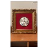 Vintage square gold framed wall clock, battery