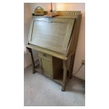 Antique oak secretaries desk with built-in safe,