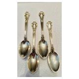 4 sterling silver 925 Chantilly spoons, set of