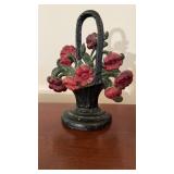 Antique cast-iron doorstop, basket of flowers