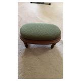 Small oval footstool green cushion top, measures