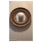Vintage round bullï¿½s-eye mirror, gold tone,