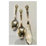 3 piece sterling silver 925 Chantilly 2 spoons &