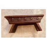 Antique 1890 oak wood stool, with 5  floral