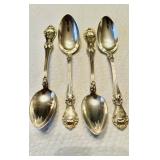 4 sterling silver 925 tea spoons, in the