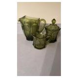 3 pieces Fostoria coin glass in Olive Green