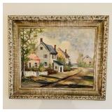1960s original Oil Painting homes around the