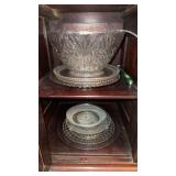 7 vintage glass, serving pieces, including a