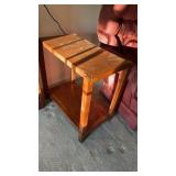 Two level side table, homemade table the reddish