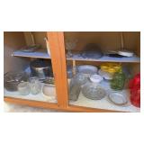 Kitchen cabinet, contents, includes a cake plate