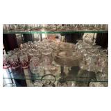 Ruby flash and pink and yellow fruit glass set,