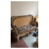 3 piece wicker set, with matching floral seat,