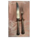 1940s Meat carving set knife and fork, sterling