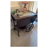 Vintage tea cart, with a pull-up handle, two drop