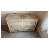 Antique white storage trunk, painted floral