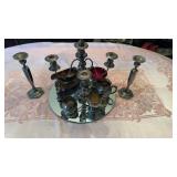 Collection of silver plate, includes a five light