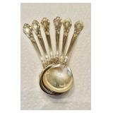 6 sterling silver 925 Chantilly soup spoons, set