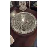 Large antique cut glass tray, cake plate
