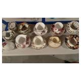 8 vintage teacup, and saucers, with a covered
