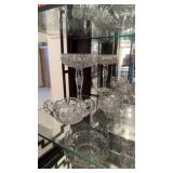 Three pieces, antique cut, crystal glass,