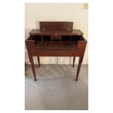 Antique desk work table, Top pulls down to create