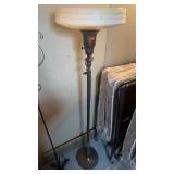 Antique funeral parlor floor Lamp with milk, glass