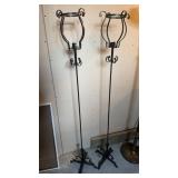 Pair of 5 foot black metal candleholders, indoor
