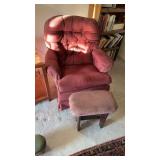 Burgundy corduroy glide, rocker chair, with a