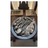 Trailer lot of silver plate, Victorian, spoons,