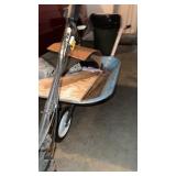 Blue metal wheelbarrow, smaller, 6 inch solid