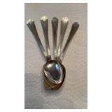 5 sterling silver 925 Fairfax teaspoons, set of