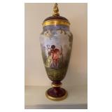 Antique 1890s  hand-painted porcelain vase urn