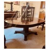 Antique mahogany dining room table, large 10 inch