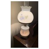Vintage double light table lamp, painted blue