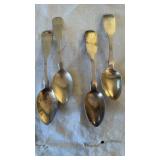4 antique coin silver table spoons  900/1000 ,