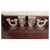 2 pair of glass candlesticks, one pair that will