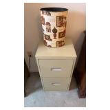 Two drawer metal file cabinet with a vintage