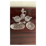 6 pieces of cut crystal glassware, that includes
